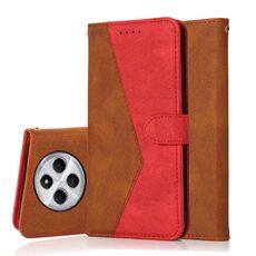 Per Redmi 14C 4G Custodia per telefono in pelle con cuciture bicolore (marrone rosso)