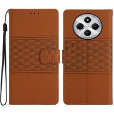 Per Redmi 14C 4G Custodia in pelle con effetto pelle goffrata a diamante (marrone)