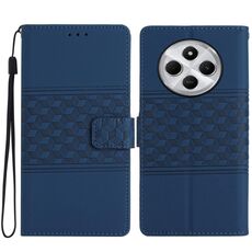 Per Redmi 14C 4G Custodia in pelle con effetto pelle goffrata a diamante (blu scuro)