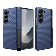 Per Samsung Galaxy Z Fold6 Custodia per telefono con cerniera a cubo integrata con supporto a molla (blu)