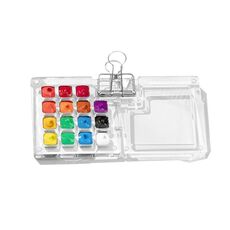 Mini scatola portatile per acquerelli in acrilico per schizzi, stile: 15 griglie