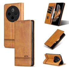 Per vivo Y300 Pro AZNS Custodia per telefono in pelle di vitello con texture magnetica (marrone chiaro)