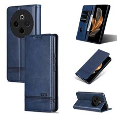 Per vivo Y300 Pro AZNS Custodia per telefono in pelle di vitello con texture magnetica (blu scuro)