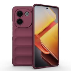 Per vivo iQOO Z9s Pro India Magic Shield TPU + custodia in flanella per telefono (rosso vino)