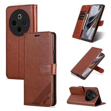 Per vivo Y300 Pro AZNS Custodia in pelle con texture in pelle di pecora Flip Phone Case (marrone)