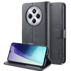 Per Redmi 14C LC.IMEEKE Custodia per telefono in pelle di vitello (nera)