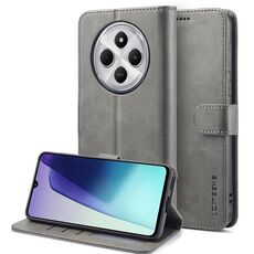 Per Redmi 14C LC.IMEEKE Custodia per telefono in pelle di vitello (grigio)