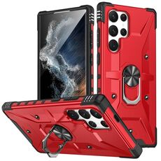 Per Samsung Galaxy S24 Ultra 5G Custodia per telefono con supporto ad anello (rosso)