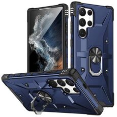 Per Samsung Galaxy S24 Ultra 5G Custodia per telefono con supporto ad anello (blu)