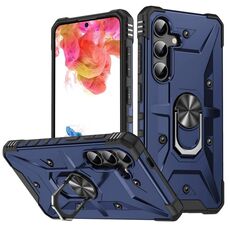 Per Samsung Galaxy S24+ 5G Custodia per telefono con supporto ad anello (blu)