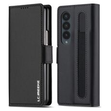 Per Samsung Galaxy Z Fold4 LC.IMEEKE L1 Series Custodia per telefono in PU con trama fine e smerigliata con slot per penna, penna non inclusa (nero)