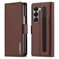 Per Samsung Galaxy Z Fold6 LC.IMEEKE L1 Series Custodia per telefono in PU con trama fine e smerigliata con slot per penna, penna non inclusa (marrone)