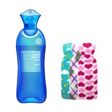Borsa per acqua calda a striscia lunga in PVC antideflagrante Borsa per acqua calda in gomma Scaldaletto invernale per ragazze, colore: 500 ml Blu + copertura casuale