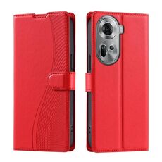 Per OPPO Reno11 Global Voltage Custodia per telefono in pelle ultrasottile a pois (rossa)