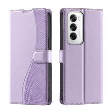 Per OPPO Reno12 5G Global Voltage Custodia per telefono in pelle ultrasottile a pois (viola)
