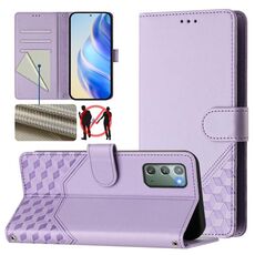 Per Samsung Galaxy Note20 Custodia per telefono in pelle con stampa a nido d'ape RFID (viola chiaro)