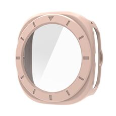 Per Samsung Galaxy Watch Ultra 47mm Pellicola in vetro temperato Custodia protettiva per orologio PC integrata (rosa)