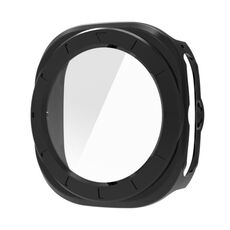 Per Samsung Galaxy Watch Ultra 47mm Pellicola in vetro temperato Custodia protettiva per orologio PC integrata (nero)