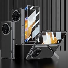 Custodia per telefono in pelle antiurto con cerniera magnetica integrata For Honor Magic V3 GKK (nero)