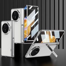 Custodia per telefono in pelle antiurto con cerniera magnetica integrata For Honor Magic V3 GKK (argento)