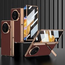 Custodia per telefono in pelle antiurto con cerniera magnetica integrata For Honor Magic V3 GKK (oro sabbia)