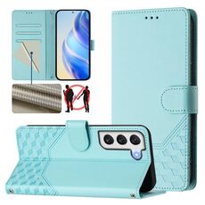 Per Samsung Galaxy S22+ 5G Custodia per telefono in pelle con stampa a nido d'ape RFID (verde menta)