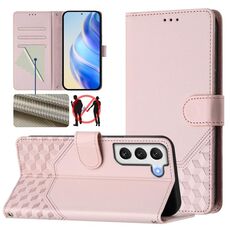 Per Samsung Galaxy S22+ 5G Custodia per telefono in pelle con stampa a nido d'ape RFID (rosa)