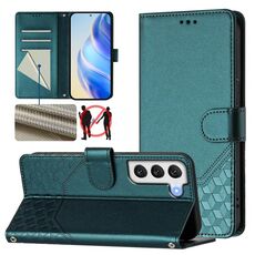 Per Samsung Galaxy S22+ 5G Custodia per telefono in pelle con stampa a nido d'ape RFID (verde pavone)