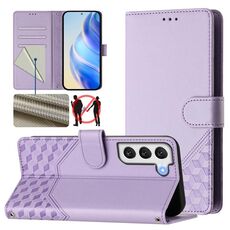 Per Samsung Galaxy S22+ 5G Custodia per telefono in pelle con stampa a nido d'ape RFID (viola chiaro)