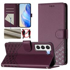 Per Samsung Galaxy S22+ 5G Custodia per telefono in pelle con stampa a nido d'ape RFID (viola)