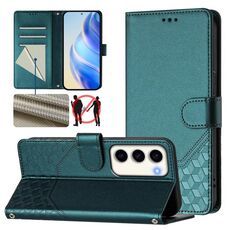 Per Samsung Galaxy S23 5G Custodia per telefono in pelle con stampa a nido d'ape RFID (verde pavone)