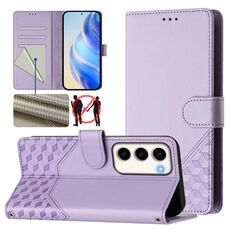 Per Samsung Galaxy S23 5G Custodia per telefono in pelle con stampa a nido d'ape RFID (viola chiaro)