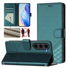 Per Samsung Galaxy S23 FE 5G Custodia per telefono in pelle con stampa a nido d'ape RFID (verde pavone)