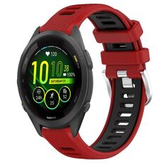 Per Garmin Forerunner 265S 18mm Cinturino sportivo in silicone con fibbia in acciaio bicolore (rosso + nero)