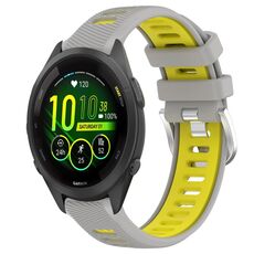 Per Garmin Forerunner 265S 18mm Cinturino sportivo in silicone con fibbia in acciaio bicolore (grigio + giallo)