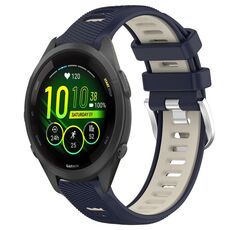 Per Garmin Forerunner 265S 18mm cinturino sportivo in silicone con fibbia in acciaio bicolore (blu notte + luce stellare)