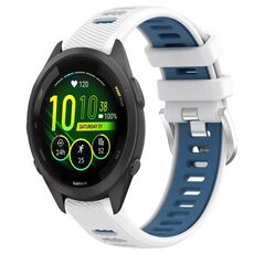 Per Garmin Forerunner 265S Music 18mm Cinturino sportivo in silicone con fibbia in acciaio bicolore (bianco + blu)