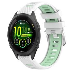 Per Garmin Forerunner 265S Music 18mm Cinturino sportivo in silicone con fibbia in acciaio bicolore (bianco + verde acqua)