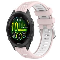 Per Garmin Forerunner 265S Music 18mm Cinturino sportivo in silicone con fibbia in acciaio bicolore (rosa + bianco)