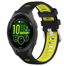 Per Garmin Forerunner 265S Music 18mm Cinturino sportivo in silicone con fibbia in acciaio bicolore (nero + verde lime)