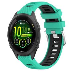 Per Garmin Forerunner 265S Music 18mm Cinturino sportivo in silicone con fibbia in acciaio bicolore (lago blu + nero)