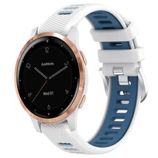 Per cinturino sportivo in silicone con fibbia in acciaio bicolore da 18 mm Garmin Active S (bianco + blu)