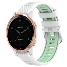 Per cinturino sportivo in silicone con fibbia in acciaio bicolore da 18 mm Garmin Active S (bianco + verde acqua)