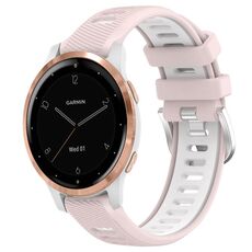 Per cinturino sportivo in silicone con fibbia in acciaio bicolore da 18 mm Garmin Active S (rosa + bianco)