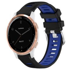 Per cinturino sportivo in silicone con fibbia in acciaio bicolore da 18 mm Garmin Active S (nero + blu)
