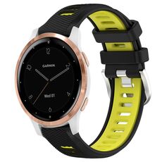 Per cinturino sportivo in silicone con fibbia in acciaio bicolore da 18 mm Garmin Active S (nero + verde lime)