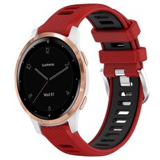 Per cinturino sportivo in silicone con fibbia in acciaio bicolore da 18 mm Garmin Active S (rosso + nero)