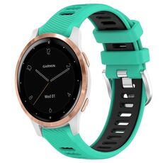 Per cinturino sportivo in silicone con fibbia in acciaio bicolore da 18 mm Garmin Active S (blu lago + nero)