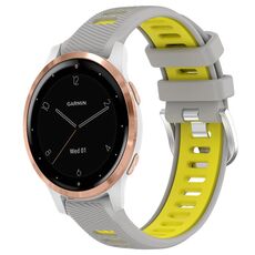 Per cinturino sportivo in silicone con fibbia in acciaio bicolore da 18 mm Garmin Active S (grigio + giallo)