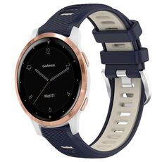 Per cinturino sportivo in silicone con fibbia in acciaio bicolore da 18 mm Garmin Active S (blu notte + luce stellare)